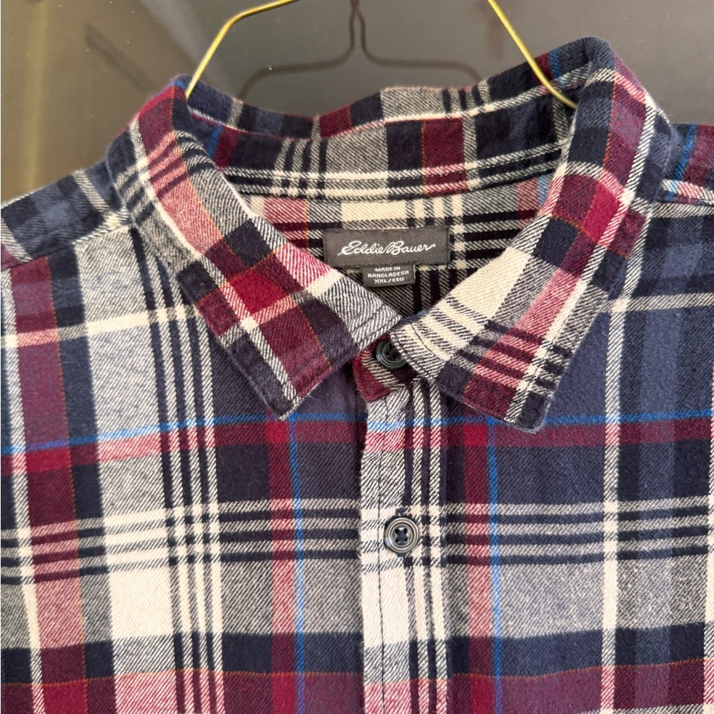 Eddie Bauer Men's Casual Plaid Shirt - Red, Blue, and White